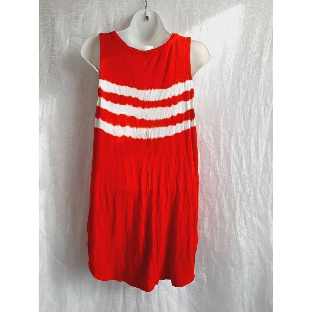 Old navy luxe red white stretchy tie dye extra long sz large tank top - Picture 2 of 3